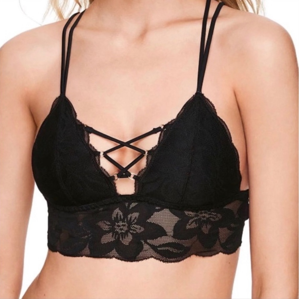 NWT PINK Victoria’s Secret Lightly Lined Lace Bralette, Black